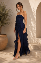 Elegant Strapless Pleated Maxi Dress for Women
