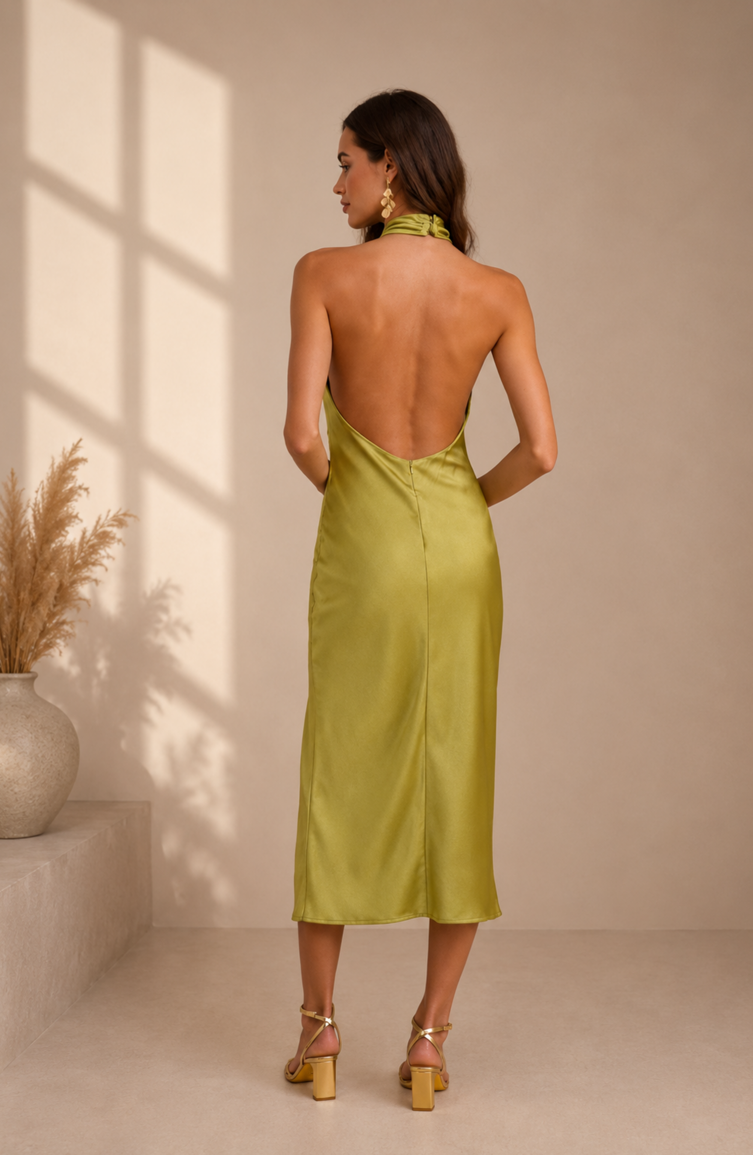 Elegant Halter Neck Midi Dress for Women