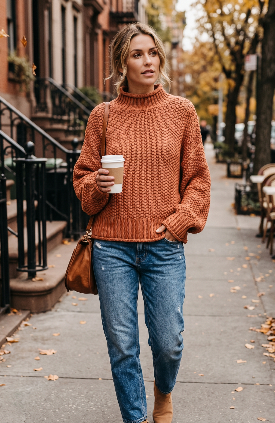 Chunky Waffle Knit Mock Neck Sweater - Women's Long Sleeve Fall Pullover