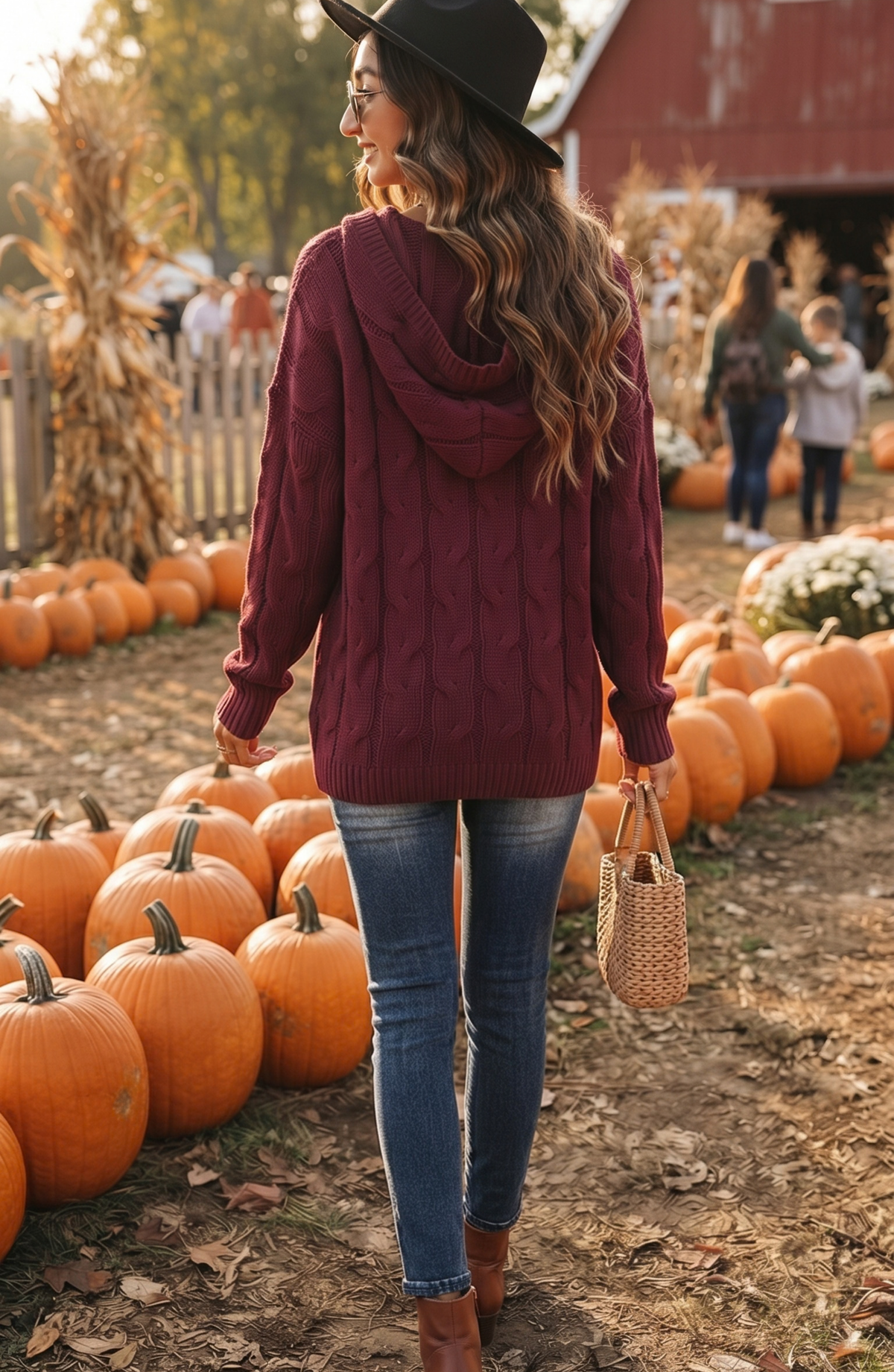 V-Neck Cable Knit Pullover Sweater - Women's Long Sleeve Pointelle Fall Top