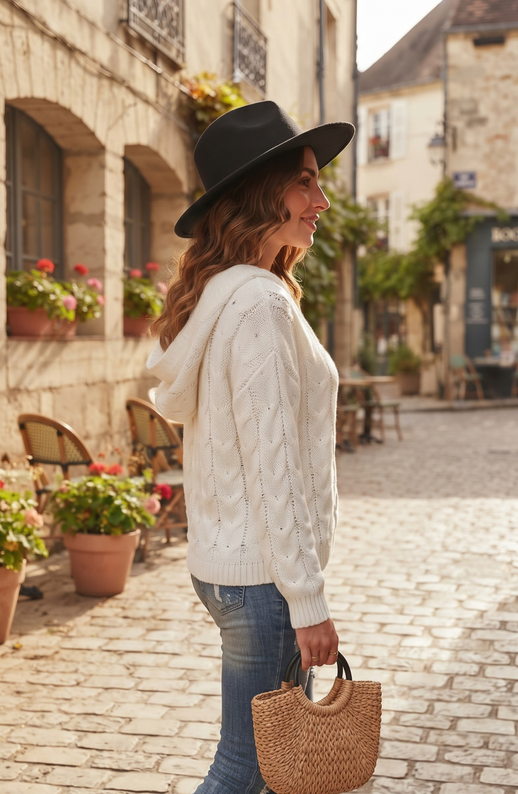 V-Neck Cable Knit Pullover Sweater - Women's Long Sleeve Pointelle Fall Top