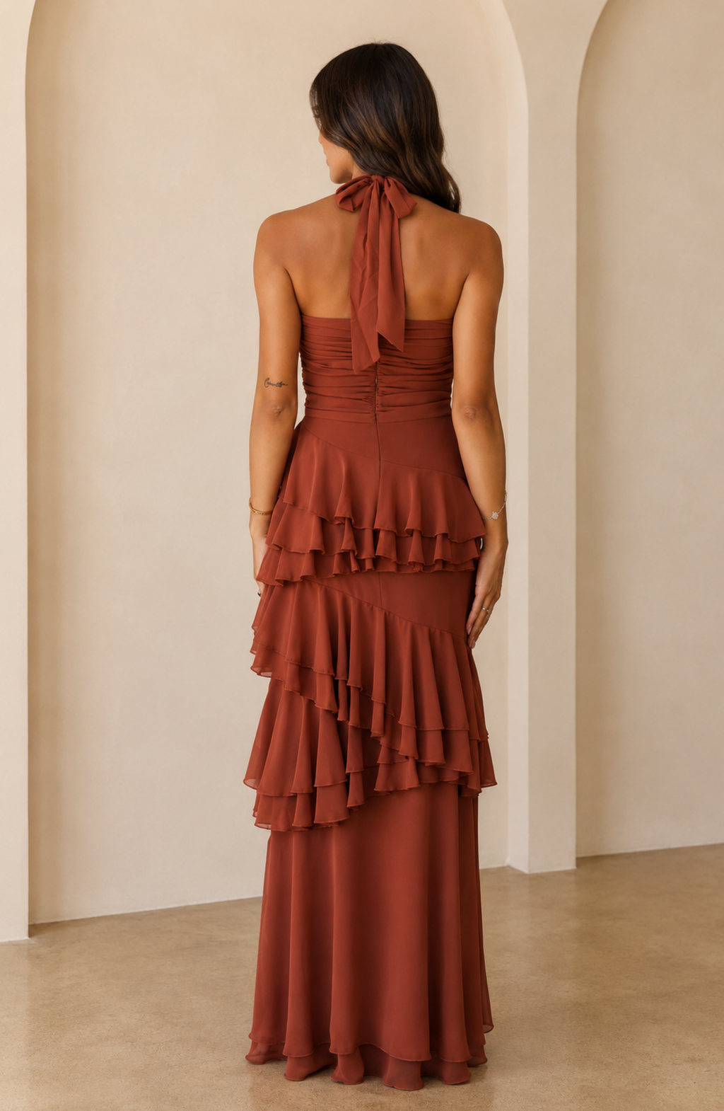 Elegant Halter Ruffle Maxi Dress for Women