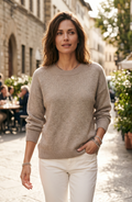 Cozy Soft Relaxed Fit Crewneck Knit Sweater - Women's Drop Shoulder Fall Pullover