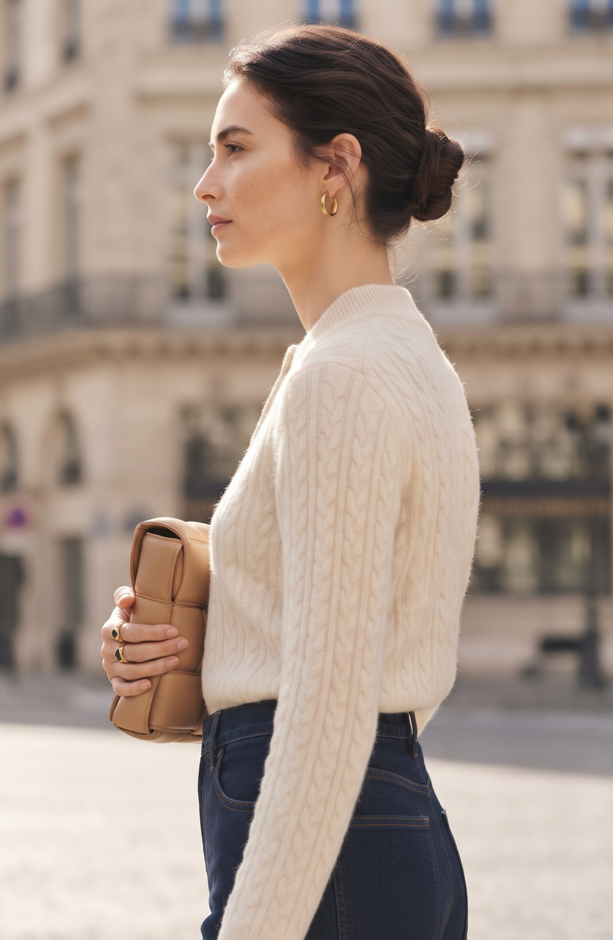 Button Placket Cable Knit Mock Neck Sweater - Women's Long Sleeve Fall Pullover