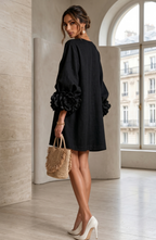 Floral Button Front Mini Dress with Statement Sleeves – Women's Casual Dress