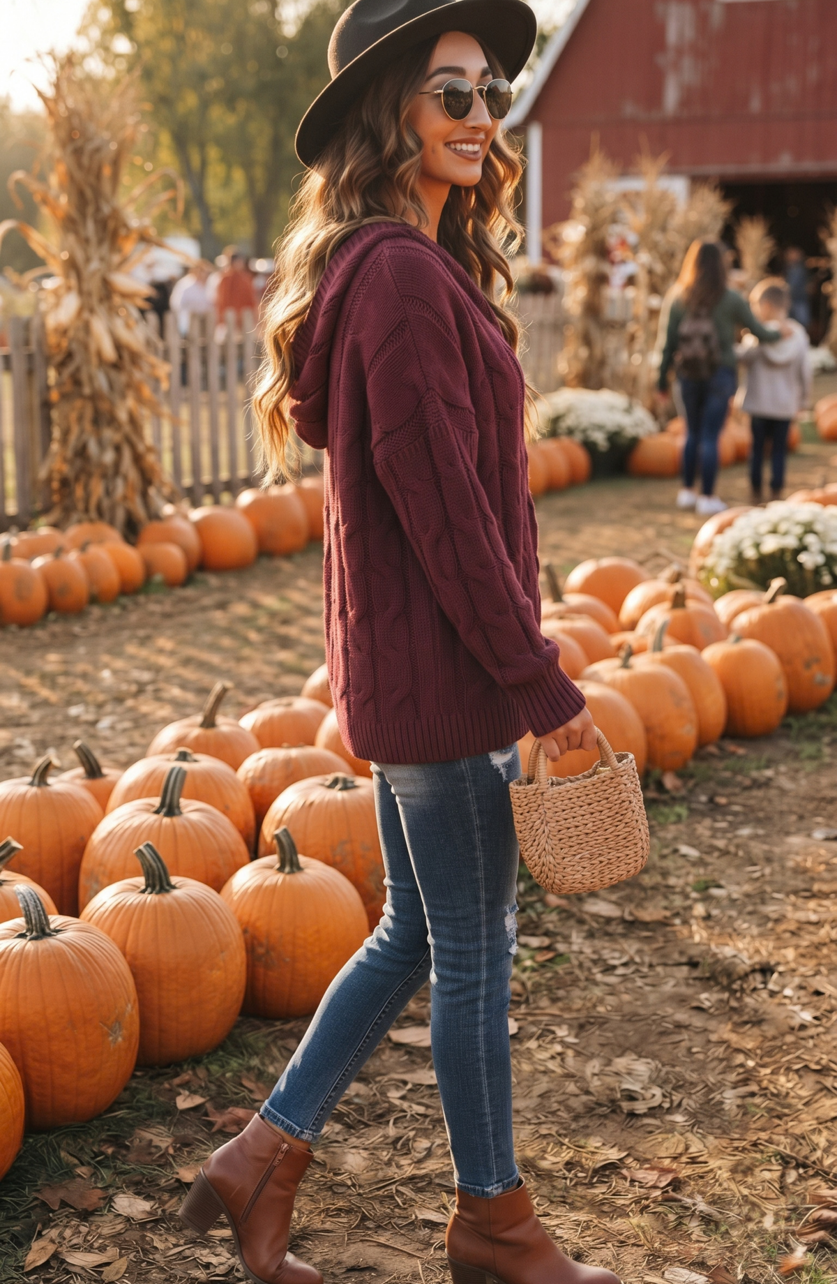 V-Neck Cable Knit Pullover Sweater - Women's Long Sleeve Pointelle Fall Top