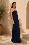 Elegant Strapless Pleated Maxi Dress for Women